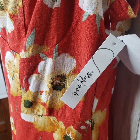 Speechless Dress Orange and Yellow Spaghetti Straps Floral Print Size Large NWT - Picture 14 of 15